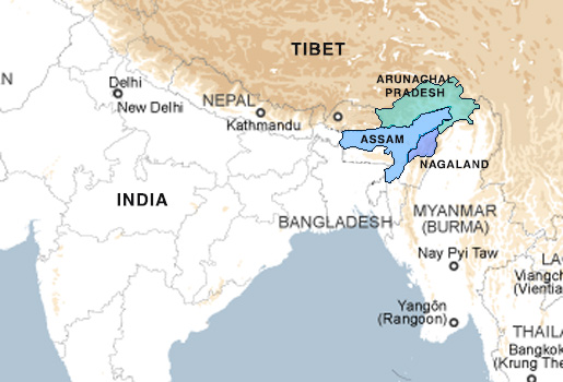 Nagaland, India map